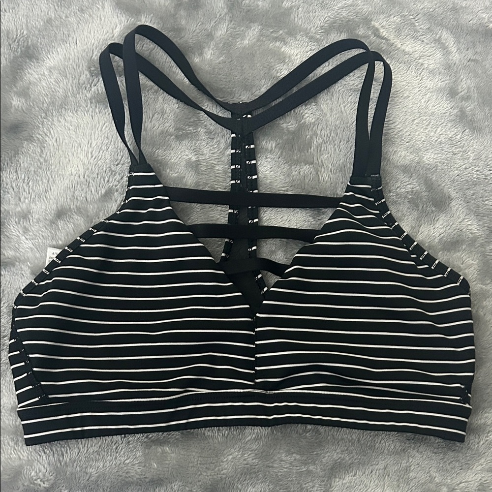Striped Black and White Sports Bra